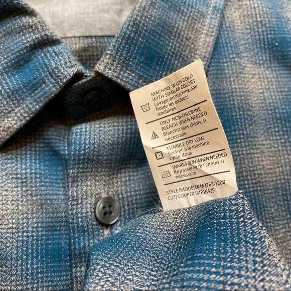 Vince 'Melrose' Trim Fit Plaid Sport Shirt Mens XXL Blue Gray Button Up Flannel - Picture 4 of 9